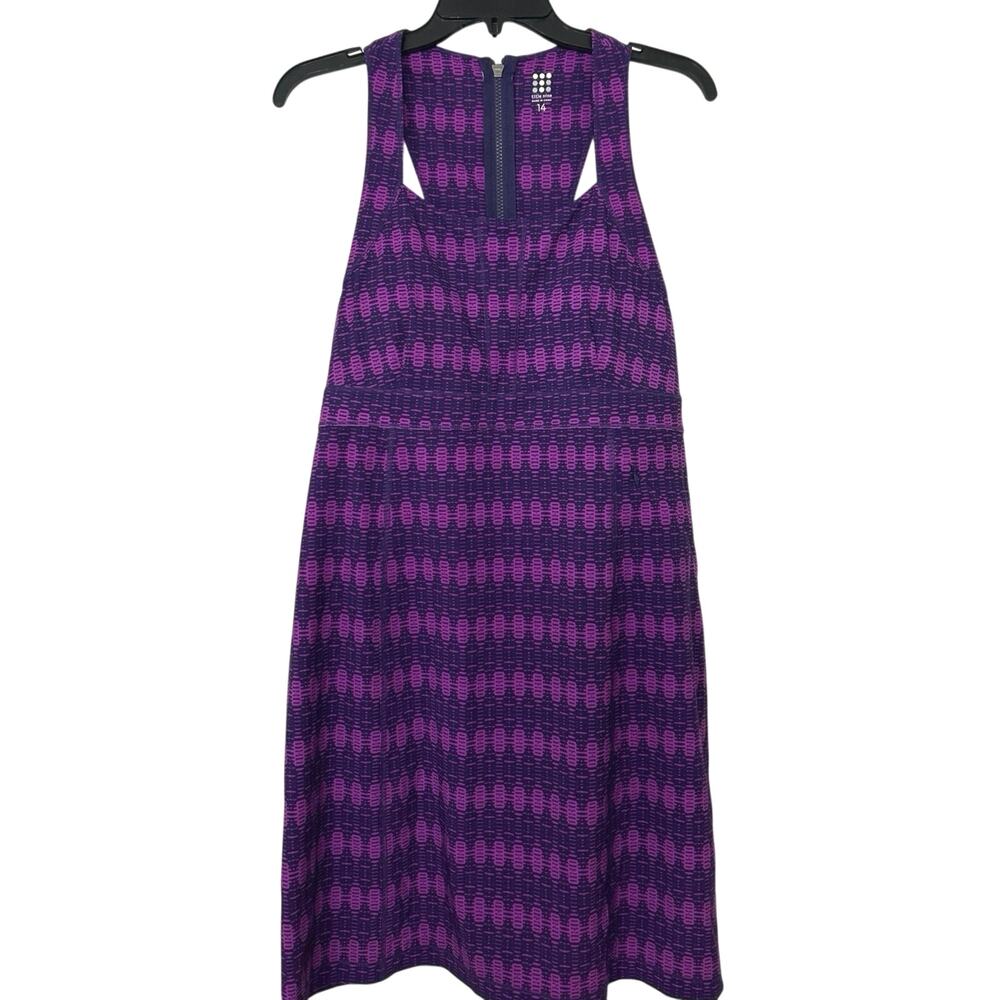 Title Nine Purple and Magenta Sleeveless Patterned Dress